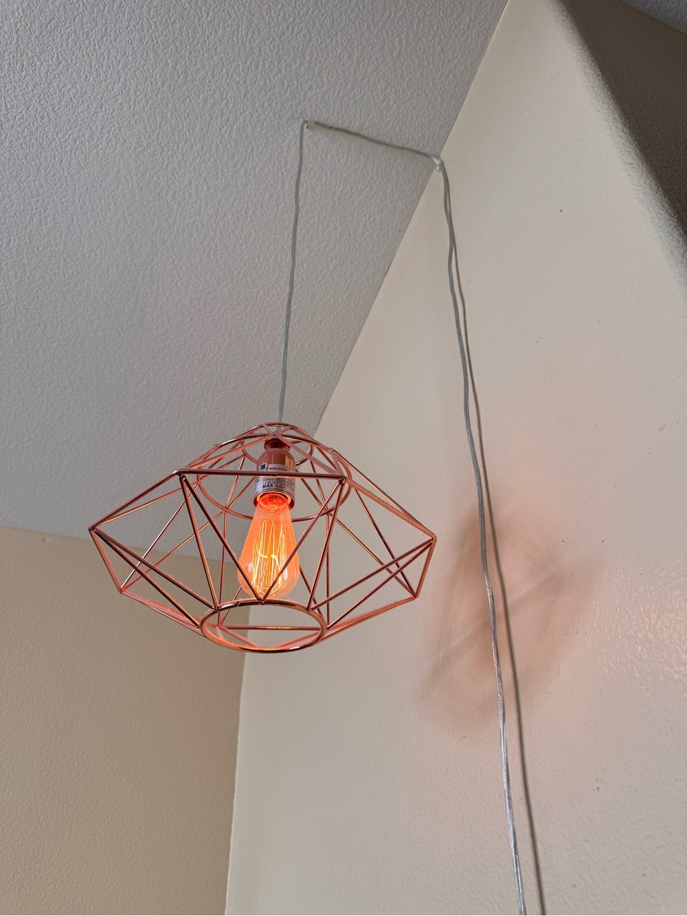 Metal Pendant Lamp in Copper w/ Edison bulb